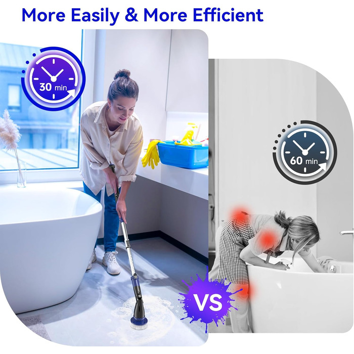 Електрична щітка для чищення, бездротова, 6 насадок, для кухні, авто, підлоги (чорно-синій)