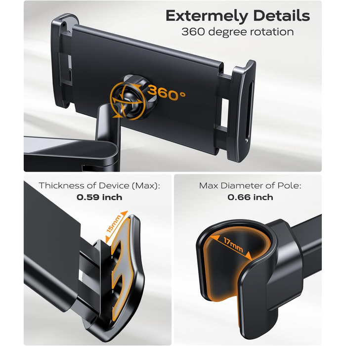 Утримувач для планшета в авто, універсальний, висувний, для Galaxy, Huawei, Switch, чорний