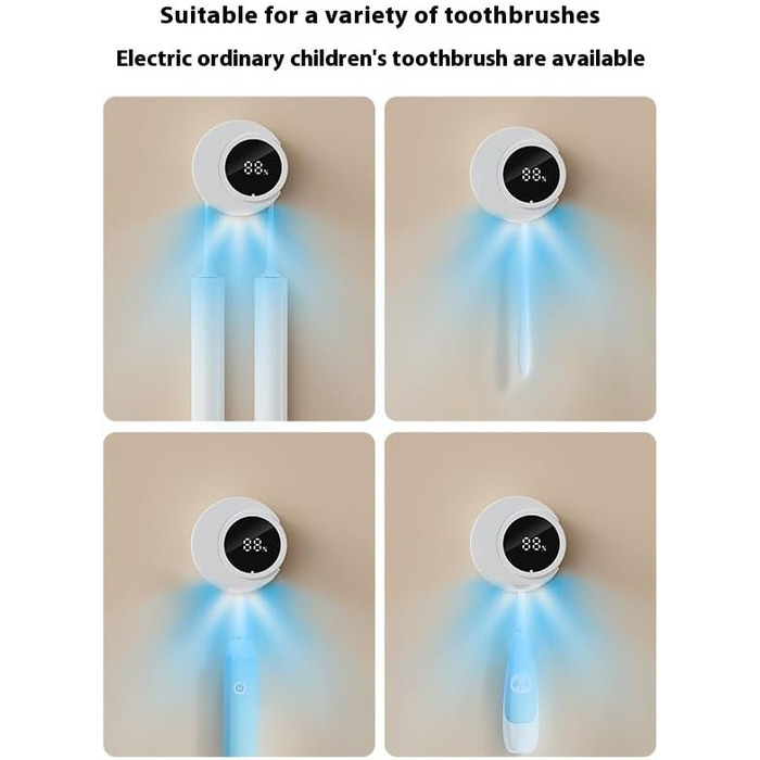 2-Slot Toothbrush Holder, Wall Mount, Portable UV Toothbrush Sanitizer, Travel Essentials Toothbrush Covers (white)