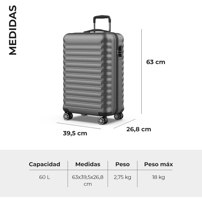 Набір валіз NEWTECK 4 шт. (75см, 63см, 53см, органайзер) ABS, жорсткий, міцний, сірий