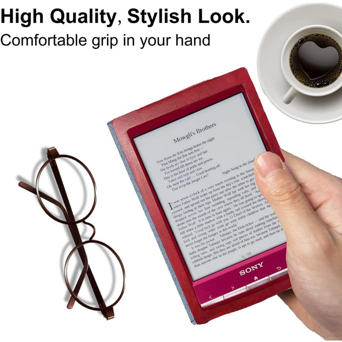 Чохол для Sony PRS-T2/PRS-T1 (6 дюймів), книжкового ридера, з PU-шкіри, червоний