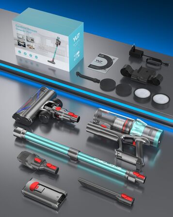 Бездротовий акумуляторний пилосос YU7 580W з потужністю всмоктування 47000Pa, час роботи до 70 хвилин, сенсорний екран, для килимів, шерсті тварин, твердих поверхонь