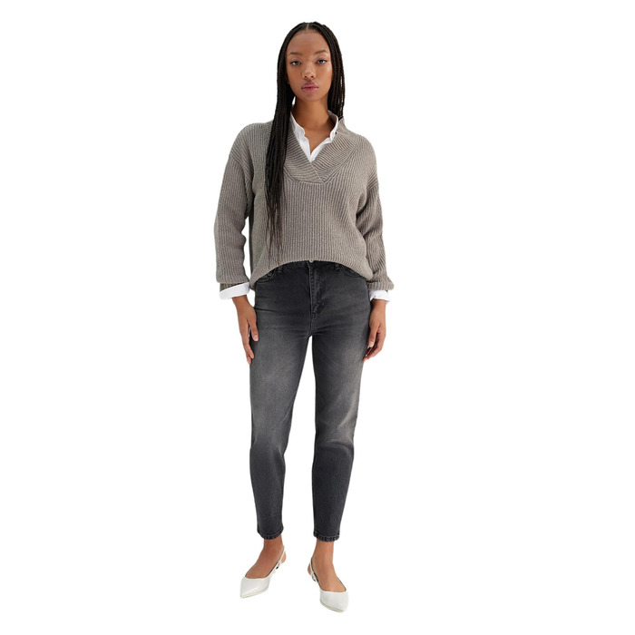 Джинси жіночі Trendyol Mom Jeans висока талія прямі чорні розмір 34