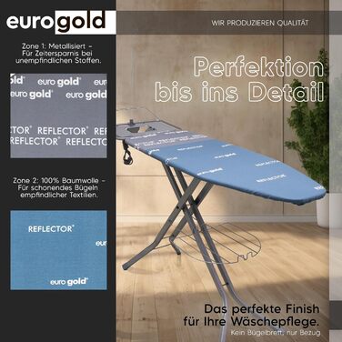 Чохол для прасувальної дошки Eurogold для парогенераторів, з тепловідображаючою зоною, еластичний, сірий (L-XL)