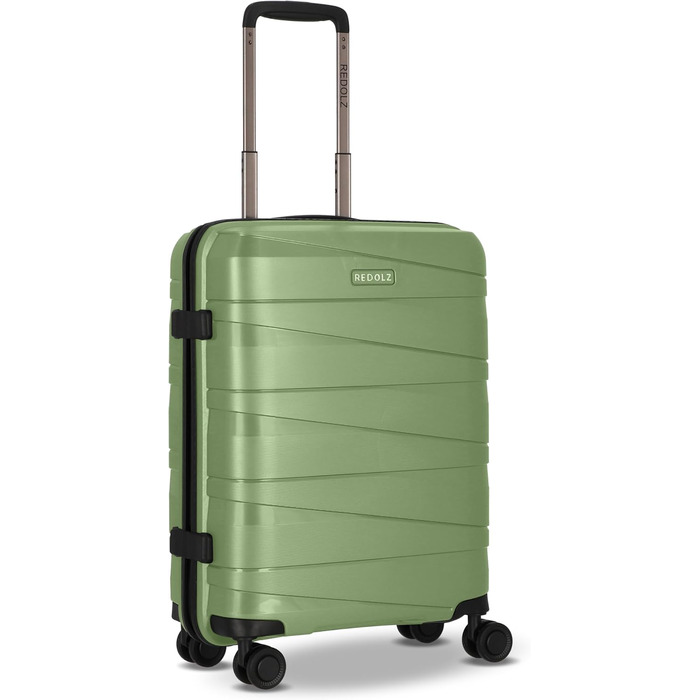 Чохол-валіза REDOLZ Hartschalen Check-in Essentials 10 | Великий XL валіза-ролер 50 x 30 x 76 см з легкого поліпропілену | 4 подвійні колеса, TSA | Зелений металік
