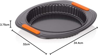 Форма для кішу та пирога Le Creuset, 28 см, антипригарна, зйомне дно, для закваски, з карбоністої сталі, антрацит/помаранчева