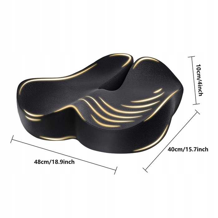 Ортопедична подушка для сидіння з ефектом пам'яті (Memory Foam), профільна, велика — для стільця та крісла