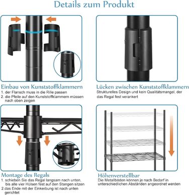 Розширюваний вішак для одягу, металева штанга для одягу, важкий металевий вішак для одягу з гачками, чорний (70.3-89.8” x 14” x 71.3”)