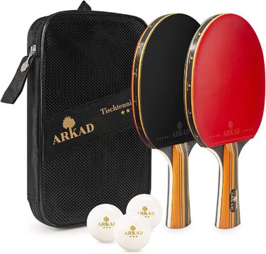 ARKAD Premium Table Tennis Set - Complete Table Tennis Racket Set with High-Quality Balls & Case - 2 Racket Performance Set