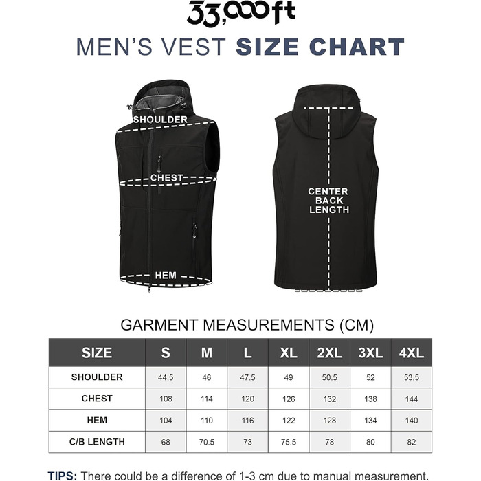 Чоловіча тепла жилетка Softshell з капюшоном, чорна XXL - водонепроникна, без рукавів