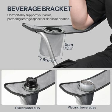 Складний кемпінговий стілець для пікніка, саду, балкону та пляжу EBK01LC02 (Сірий + Чорний)