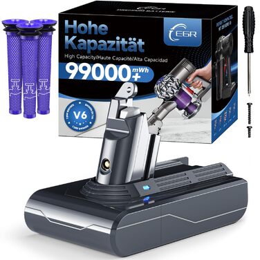 Акумулятор для пилососа Dyson Absolute/Animal/Motorhead/Fluffy SV10 V6 (5 фільтрів + 2 гвинти)