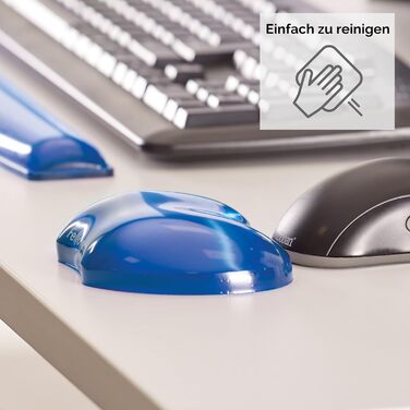 Підставка для зап'ястя Fellowes Crystals - гнучка, з гелевою подушечкою, для офісу, дому, в дорогу та геймінгу, миється, блакитна