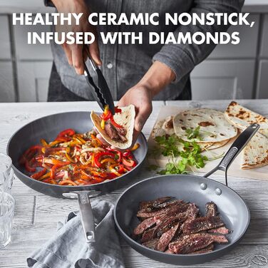 Набір сковорідок GreenPan Paris Pro: антипригарне покриття Ceramic, без PFAS, 20.3 см та 25.4 см, сірий