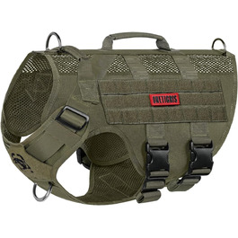 Шлейка для собак OneTigris AIRE MESH, великі породи, тактична, анти-тяга, з 2 ручками, регульована, дихаюча, зелена L (Обіх: 45-63см, Груди: 68-91см)