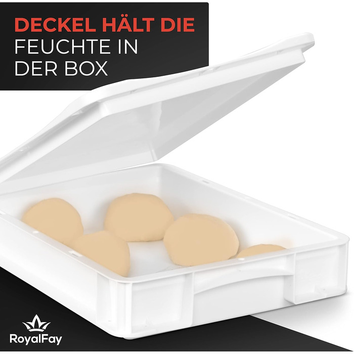Pizza Ball Box Proofing Box for Pizza Dough Sourdough Yeast Dough Food Grade 30x40x8 cm (1 Box with 1 Lid) white
