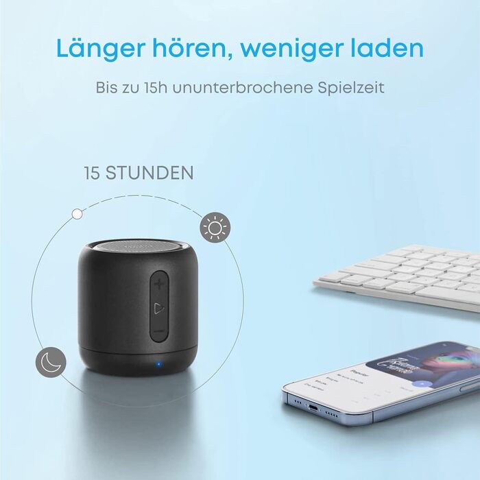 Портативна Bluetooth колонка Anker Soundcore Mini, чорна: 15 годин роботи, FM радіо, потужний бас, 20 м радіус дії
