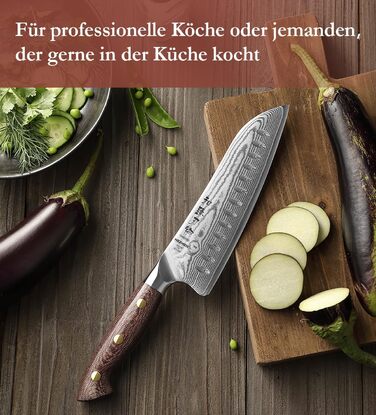 HEZHEN 21см ніж шеф-кухаря з дамаської сталі, 67 шарів, професійний кухонний ніж з дерев'яною піхвою, Full Tang ручка з Micarta