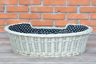 Wicker Dog Basket for Dog and Cat - Dog Bed, Cat Bed with Cushion, Pet Basket, Woven Cat Basket 60x43 H19 cm (80 x 60 x 26 cm, Beige)