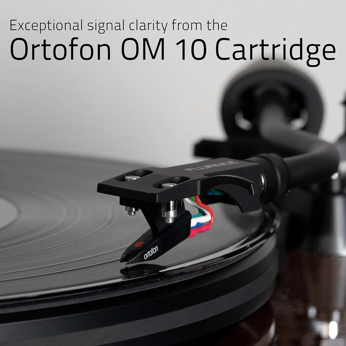Програвач вінілу Fluance RT82 Referenz Walnut з картриджем Ortofon OM10: висока якість звуку, MDF плінтус, регулювання швидкості