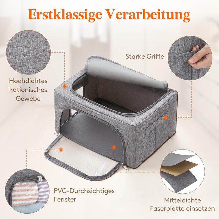 Органайзер для одягу Lifewit з кришкою, з металевим каркасом, сірий (2 шт., 25л)