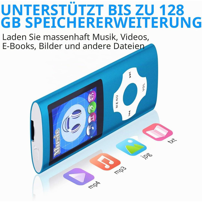 MP4-плеєр Mymahdi з Bluetooth 32GB, Рожевий: 1.8