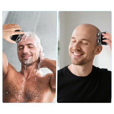 Електричний бритва Carehabi для гоління голови, чоловічий, водонепроникний IPX6, 7D плаваючі головки, LED-дисплей, акумуляторна, для сухого та вологого гоління, для подорожей