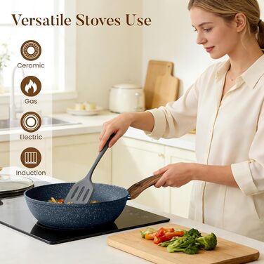 Набір посуду Kitchen Academy Granit 12 предметів для індукції, антипригарне покриття, без PFOA/PFOS, синій