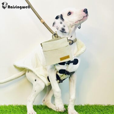 Сумка для корму для собак Leckerlibeutel – міцна бавовняна сумка для прогулянок з карабіном та самозакривною застібкою, ідеальна для подорожей та активного відпочинку (біла)