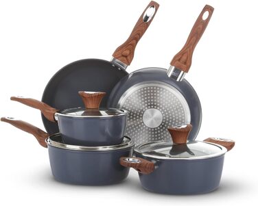 Набір каструль та сковорідок KASANOVA New Ceramic (8 предметів, Petrol) з антипригарним покриттям, індукційне дно, з кришками