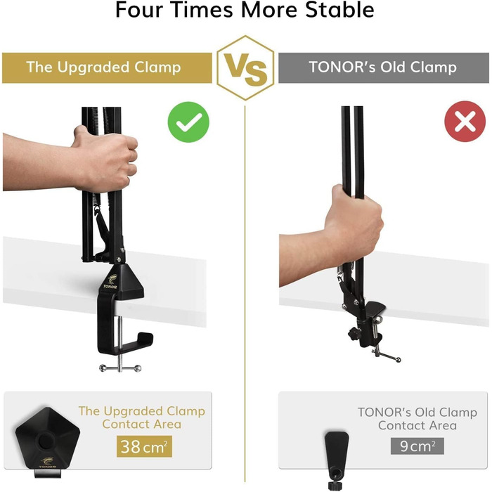 TONOR Тримач для мікрофона T20 (Великий) з регульованим штативом, поп-фільтром та адаптером 3/8' - 5/8'