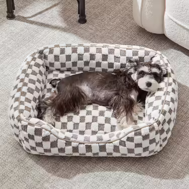 FURTIME Dog Bed - Large Dogs, Non-Slip Dog Beds, Washable Dog Basket, Anti-Anxiety Plush Dog Bed, Suitable for Large Labrador Retrievers, German Shepherds, 89×63×23 cm (L(76×61×23 cm), Chocolate)
