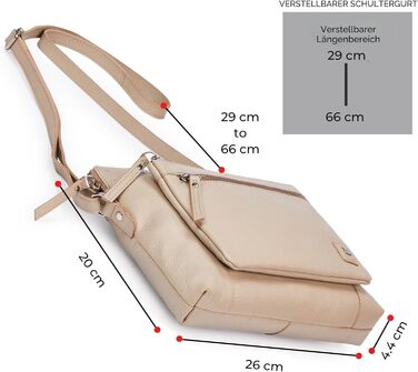 Сумка через плече Wise Owl з натуральної шкіри бежевого кольору (Nappa) для жінок та чоловіків, кросбоді, 5 відділень на блискавці