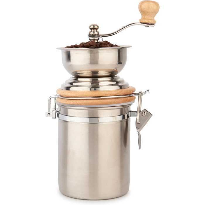 Традиційна кавомолка La Cafetière з нержавіючої сталі, срібляста