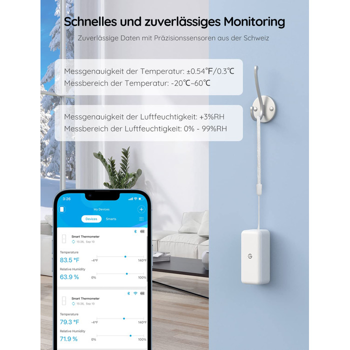 GoveeLife WiFi Hygrometer Thermometer Indoor 3 Pack, Smart Temperature and Humidity Monitor with App Notification and Data Storage, suitable for Greenhouse, Wine Cellar