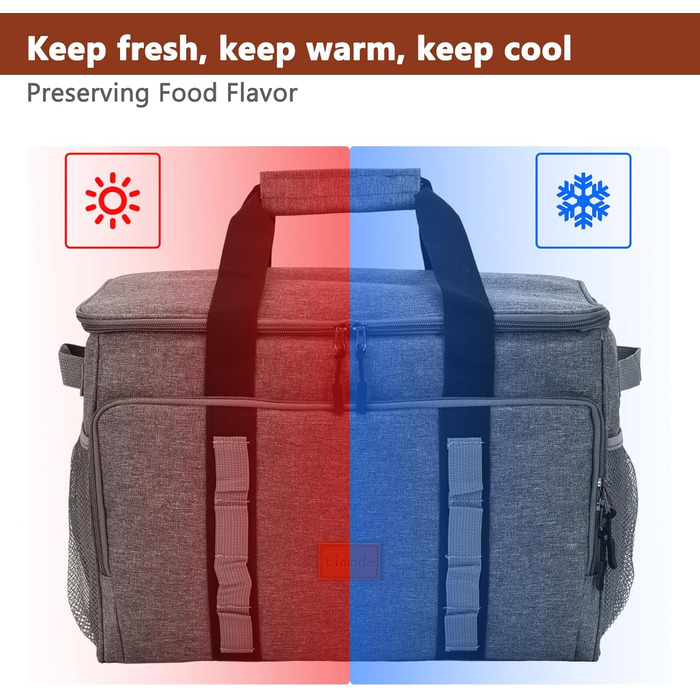 Термосумка 35L для пікніка та обідів: ізольована, водонепроникна, для кемпінгу, пляжу та BBQ