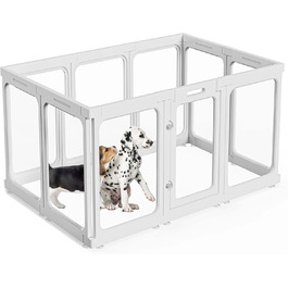 Кіяниця для цуценят SISKEYCOOC 60см з акрилового пластику, прозора, з дверцятами, для собак середніх та маленьких порід, легка у догляді, для дому (10 шт.), білий колір, 60см висота
