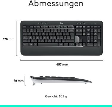 Logitech MK540 Advanced Kombi: Бездротова клавіатура та миша для Windows (QWERTZ, чорний)