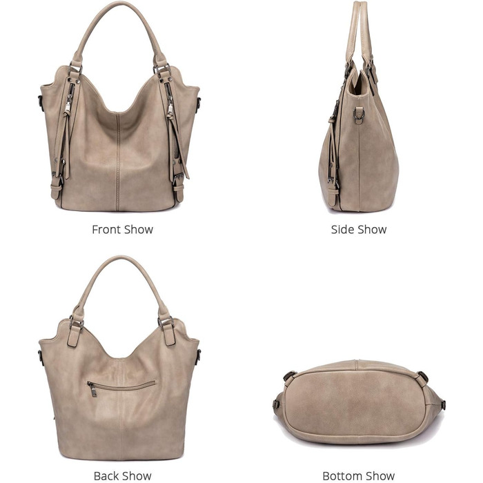 Комплект жіночих сумок Realer: велика шопер-сумка з натуральної шкіри, сумка через плече та гаманець для офісу, школи, покупок, подорожей, колір хакі