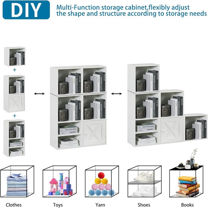 FUSUNBAO Magic DIY Cube Storage Organizer, Stackable Cubes for Home, Books, Clothes, Toys, Modular Storage System, Closet Organizer, Bookshelf, Closet (pure white)