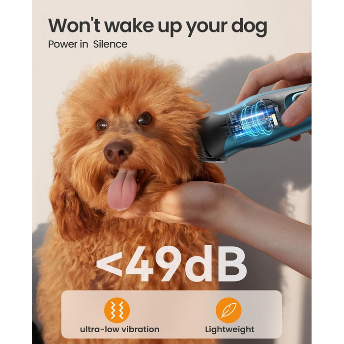 Професійна машинка для стрижки собак та котів Oneisall 2-в-1 з тримером для лап, для довгошерстих та сплутаних порід, потужна машинка для грумінгу