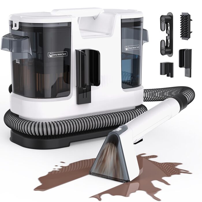 Lubluelu Пилосос для чищення м'яких меблів та килимів – 600 Вт, 20 кПа, з самоочищенням та довгим шлангом для килимів, диванів та авто (слонова кістка)