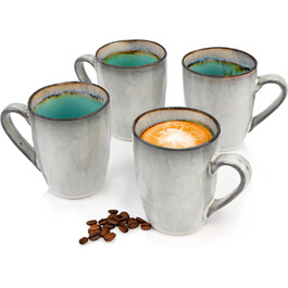 Singer | Capri Stoneware Coffee Mug Set, 4-Piece Coffee Cup Set, Modern and Unique Design 300 ml | PREMIUM COLLECTION