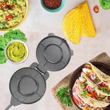 Пресс для тортилій та роті, 16.5 см, алюмінієвий, для тортилій, роті, кесадільї, бурріто, емпінад, з ручним притисканням