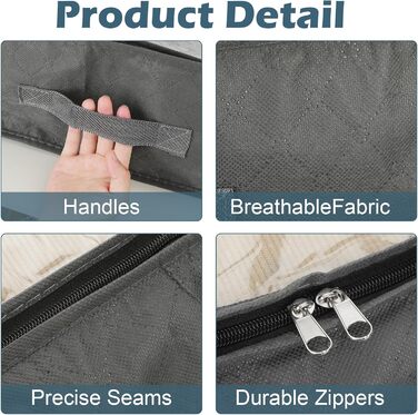 5 штук комода під ліжко Withosent 90л, коробки для зберігання під ліжко з флісу, складні сумки для зберігання одягу, постільної білизни, ковдр, подушок, 5 шт./90л