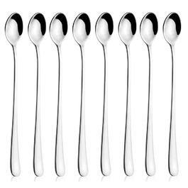 Набір ложок для лате AOOSY, 8 шт., 22.7 см, нержавіюча сталь, з довгими ручками, для кави, коктейлів, десертів та морозива