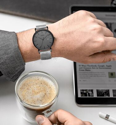 Годинник чоловічий BUREI, мінімалістичний, кварцовий, водонепроникний, ультратонкий. Ідеальний подарунок для чоловіків (сірий)