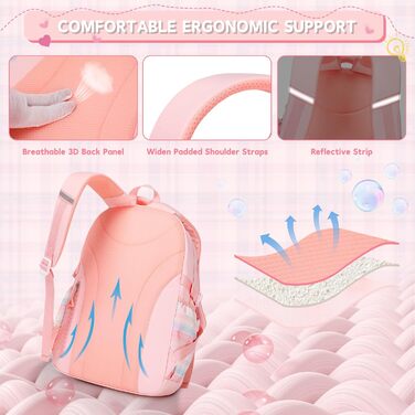 Рюкзак для дівчаток: стильний шкільний рюкзак з великою місткістю (рожевий, 3-в-1)
