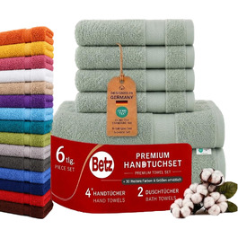 Набір рушників для ванної Betz Premium, 6 шт. (4 шт. 50x100 см, 2 шт. 70x140 см), 100% бавовна, колір сірий-зелений (Heugrün)