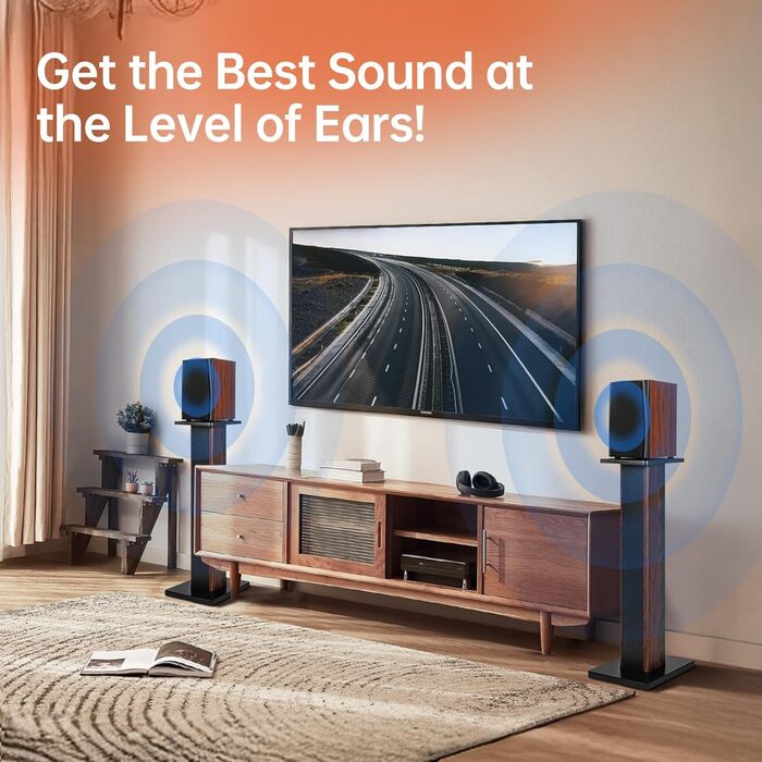 Підставки для акустики 90 см (35 дюймів) з дерева - міцні Hi-Fi підставки для домашнього кіно, універсальні підставки для настільних колонок, наповнювач піском (набір 2 шт.)